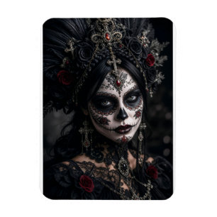 Ímã Crimson Gótico Calavera – Rosa Negra