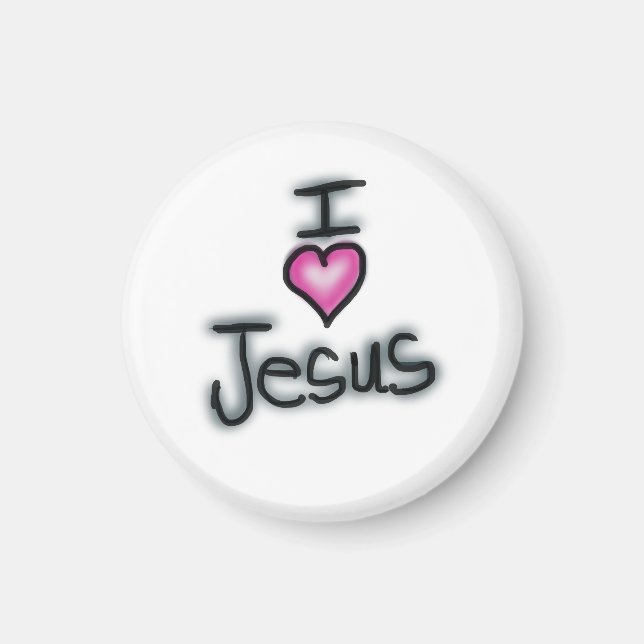 Imã Cristão Eu Amo Jesus Eu Amo Jesus Branco  (Frente)