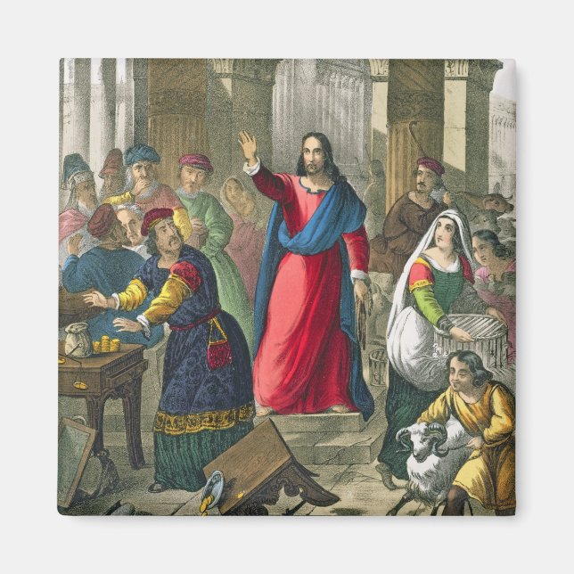 Imã Cristo limpa o templo de uma bíblia impressa por (Frente)