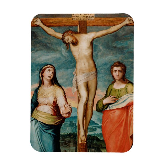 Ímã Cristo na cruz com Santos (Vertical)