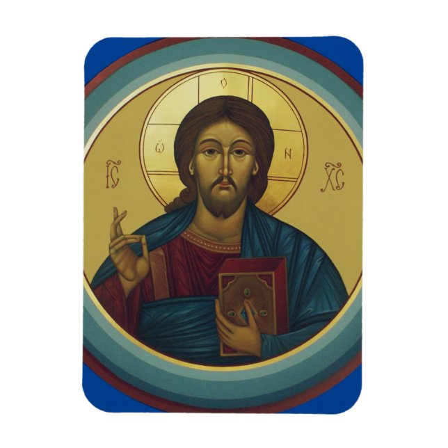Ímã Cristo Pantocrator Bizantino Arte de Mosaico Redon (Vertical)