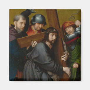 Imã Cristo que leva a cruz, com a crucificação