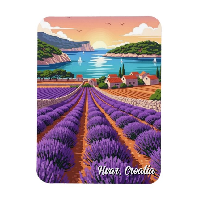 Ímã Croácia Hvar Campos de Lavanda (Vertical)