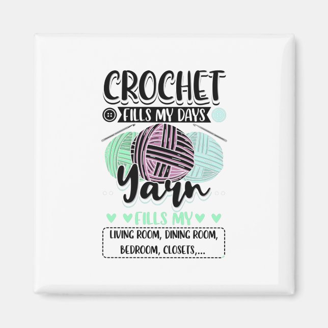 Imã Crochê - O Crochê Preenche Meus Dias (Frente)
