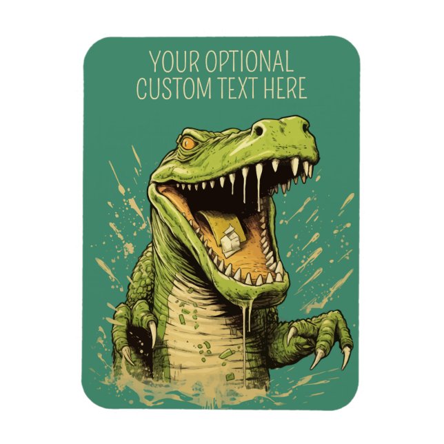 Ímã Crocodilo de Texto Personalizado (Vertical)
