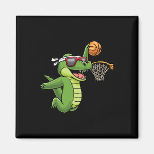 Imã Crocodilo Jogando Bysketbyll Alligator Bysketbyll