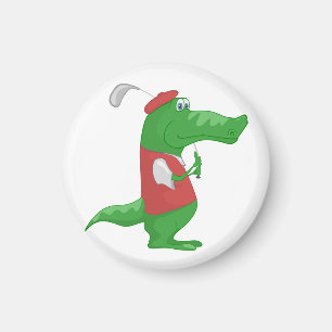 Imã Crocodilo Jogando Golfe