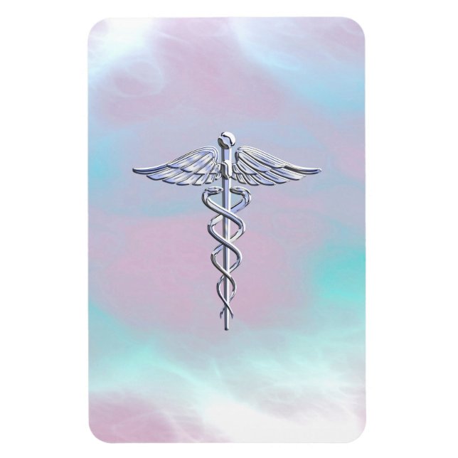 Ímã Cromo Como Caduceus Símbolo Médico Mãe Pérola (Vertical)