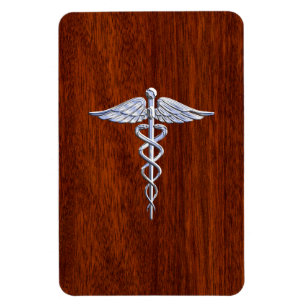 Ímã Cromo Como Caduceus Símbolo Médico Mahogany Brown