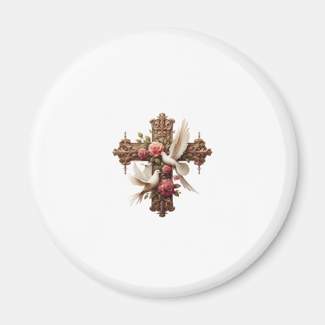 Imã Cross with Doves – Christian Faith Inspirational D (Frente)