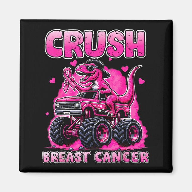 Imã Crush Breast Cancer Awareness T Rex Monster Truck  (Frente)