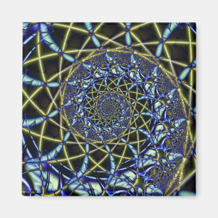 Imã Cruz arte amarela e azul de de Criss do Fractal
