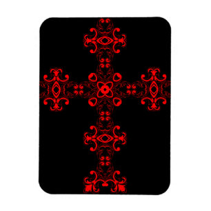 Ímã Cruz com ornamento vermelho