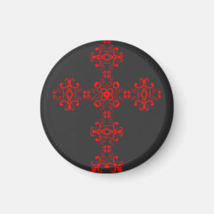 Imã Cruz com ornamento vermelho