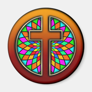 IMÃ CRUZ COM VITRAL
