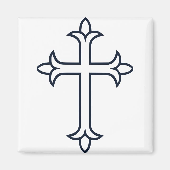Imã Cruz Cristã Clássica Arte Minimalista Fina (Frente)