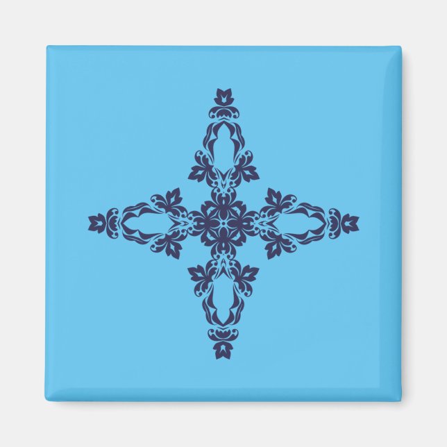 Imã Cruz Cristã em Arte Azul Celestial (Frente)