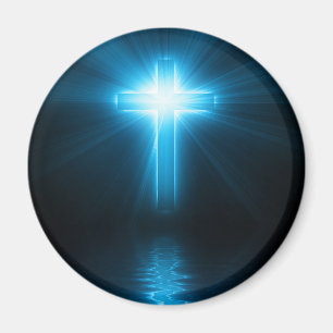 Imã Cruz cristã na luz azul