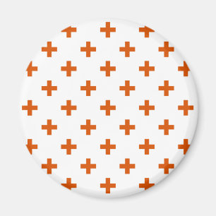 Imã Cruz de polca laranja no branco