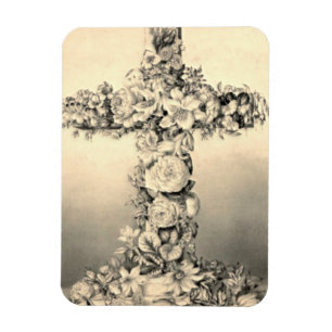 Ímã Cruz floral de domingo da páscoa e de palma