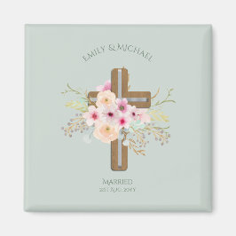 Imã Cruz Floral Personalizada de Casamento ou Aniversá