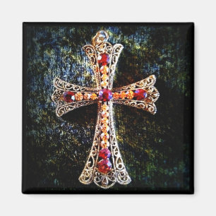 IMÃ CRUZ JEWELED NO FUNDO DO OLHAR DE VELUDO