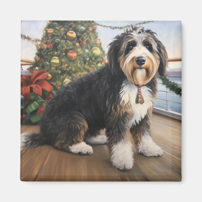 Imã Cruzeiro de Natal Bernedoodle: Feriado Pawsome (Frente)