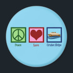 Imã Cruzeiros de Cruzeiro com Paz<br><div class="desc">Peace Love Cruise Navio. Um presente de linha de cruzeiro bonito para um trabalhador de um navio de cruzeiro a viajar no oceano. Legal tripulação de cruzeiro.</div>