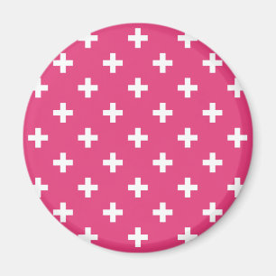 Imã Cruzes de polca branca em fuchsia