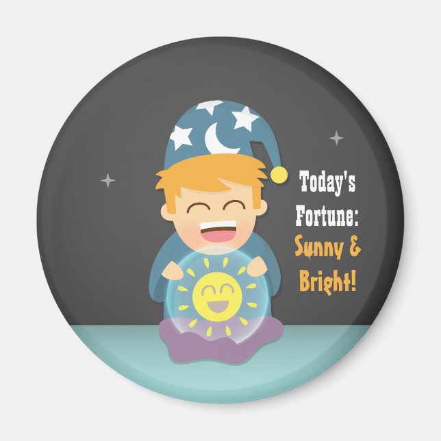 Imã Crystal Ball Fortune Teller Pense Positivo (Frente)