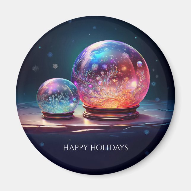 Imã Crystal Snowballs Holiday Magnet (Frente)