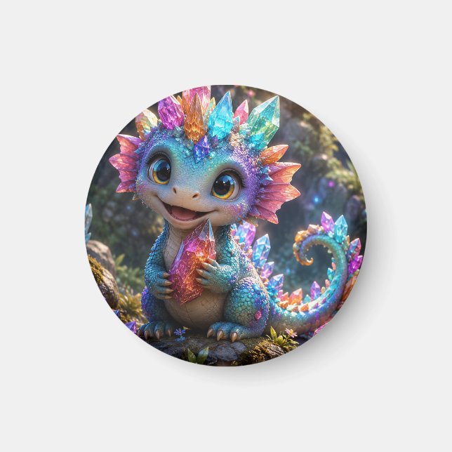 Imã Crystal Sprout – Arte Fantástica de Dragão de Cris (Frente)