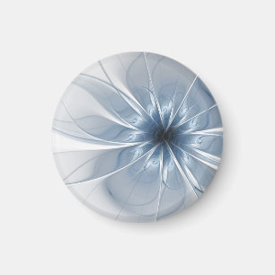 Imã Cu de flor de fantasia fractal azul macio e tenra