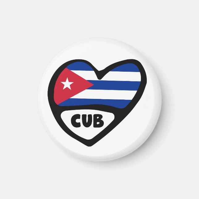 Imã Cuba Country Code Flag Heart, CUB (Frente)