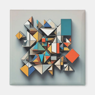 Imã Cubismo Abstrato Arte Colorida Única Dinâmica