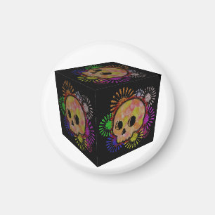 Imã Cubo de Aquarela Floral Colorida