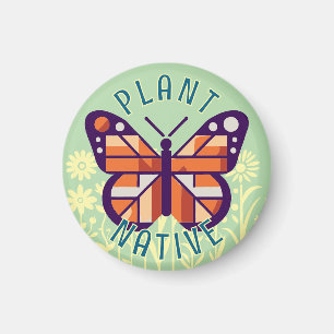 Imã Cubo Nativo Da Planta De Borboleta De Monarca Verd