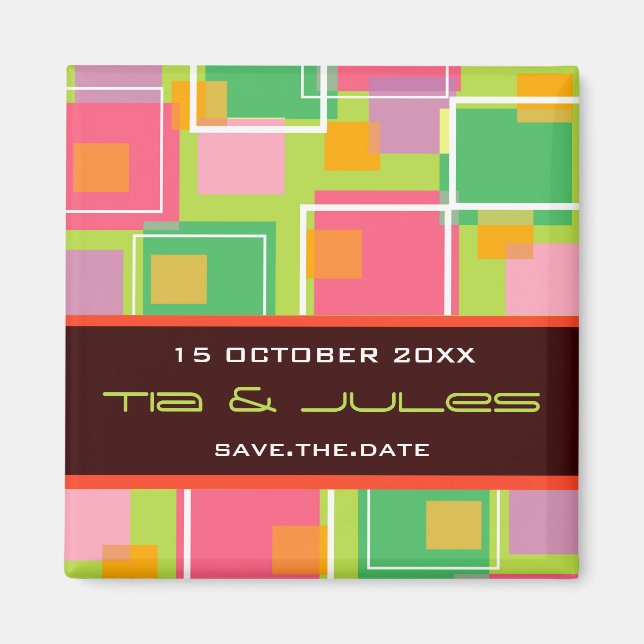 Imã Cubos retros do divertimento | ímã da data da data (Frente)