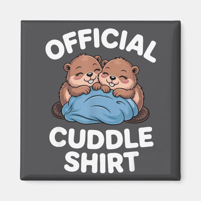 Imã Cuddle Shirt Cute Beavers Snuggling  (Frente)
