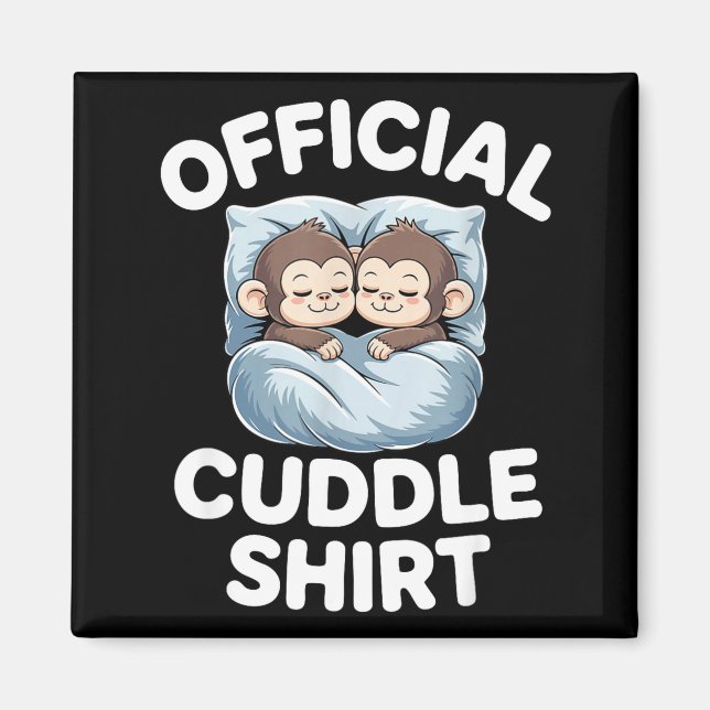 Imã Cuddle Shirt Cute Sleepy Monkey Couple  (Frente)