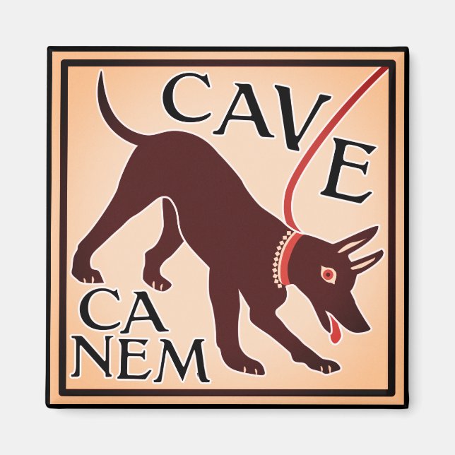 Imã Cuidado com a imagem greco-romana do cão "Cave Can (Frente)