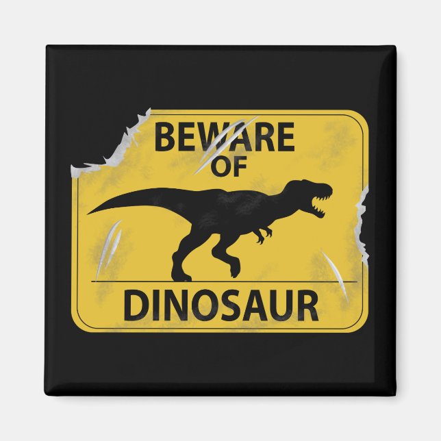 Imã Cuidado com o dinossauro (danificado) (Frente)