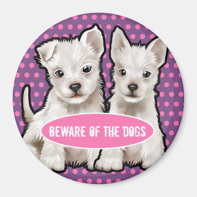 Imã Cuidado com o Magnet personalizado dos cachorros b (Frente)