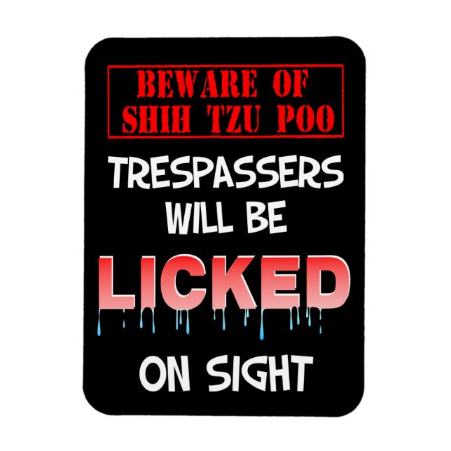 Ímã "Cuidado com o Shh Tzu Poo" Magnet (preto) (Vertical)