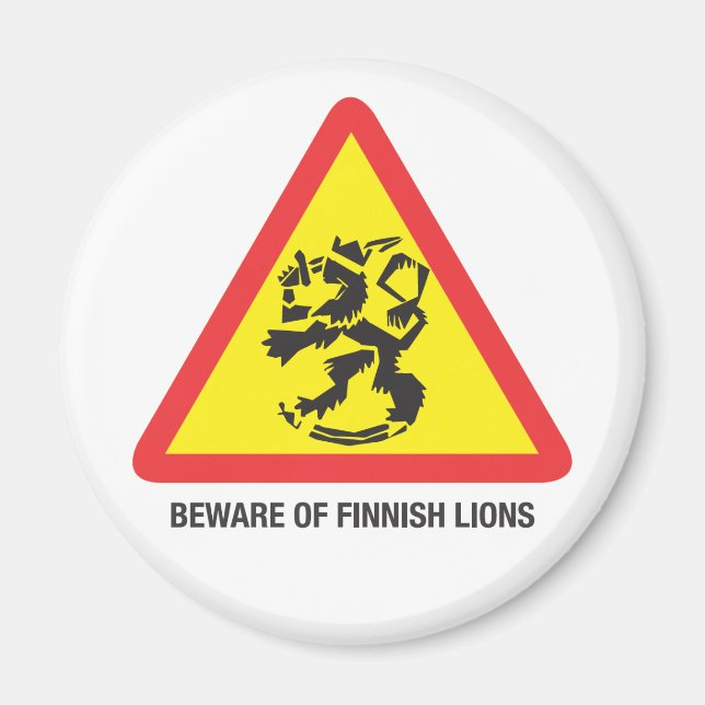 Imã Cuidado com os Leões Magnet (Frente)