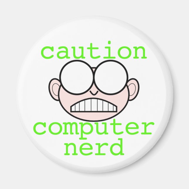 Imã Cuidado: Nerd do computador (Frente)