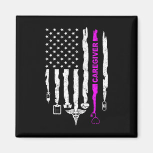 Imã Cuidador Patriótico Engraçado Enfermeira Bandeira
