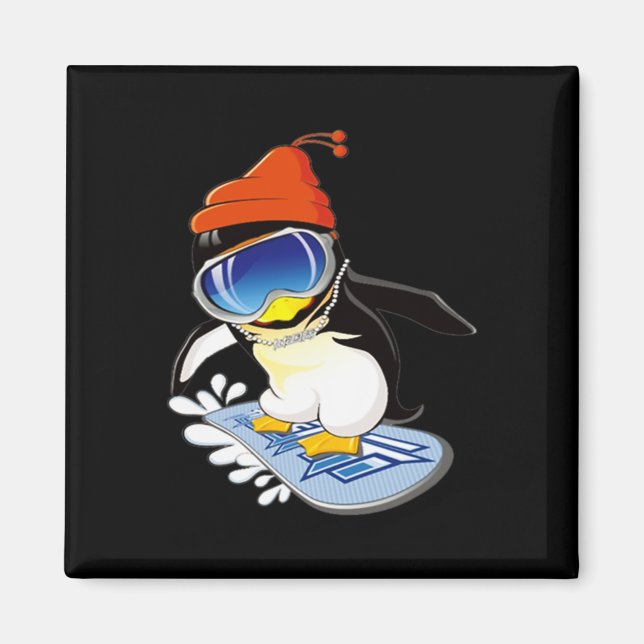 Imã Cujo Pinguim Snowboard Surfer Winter Hat (Frente)