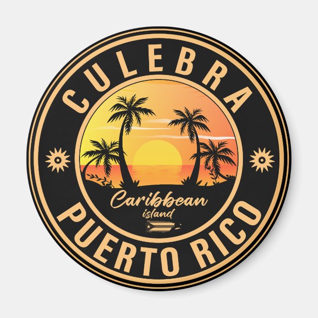 Imã Culebra Porto Rico Retro Sunset Souvenirs 60s (Frente)