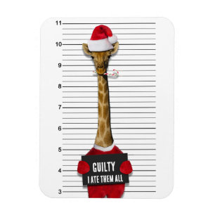 Ímã Culpada Mugshot Giraffe Feliz Natal